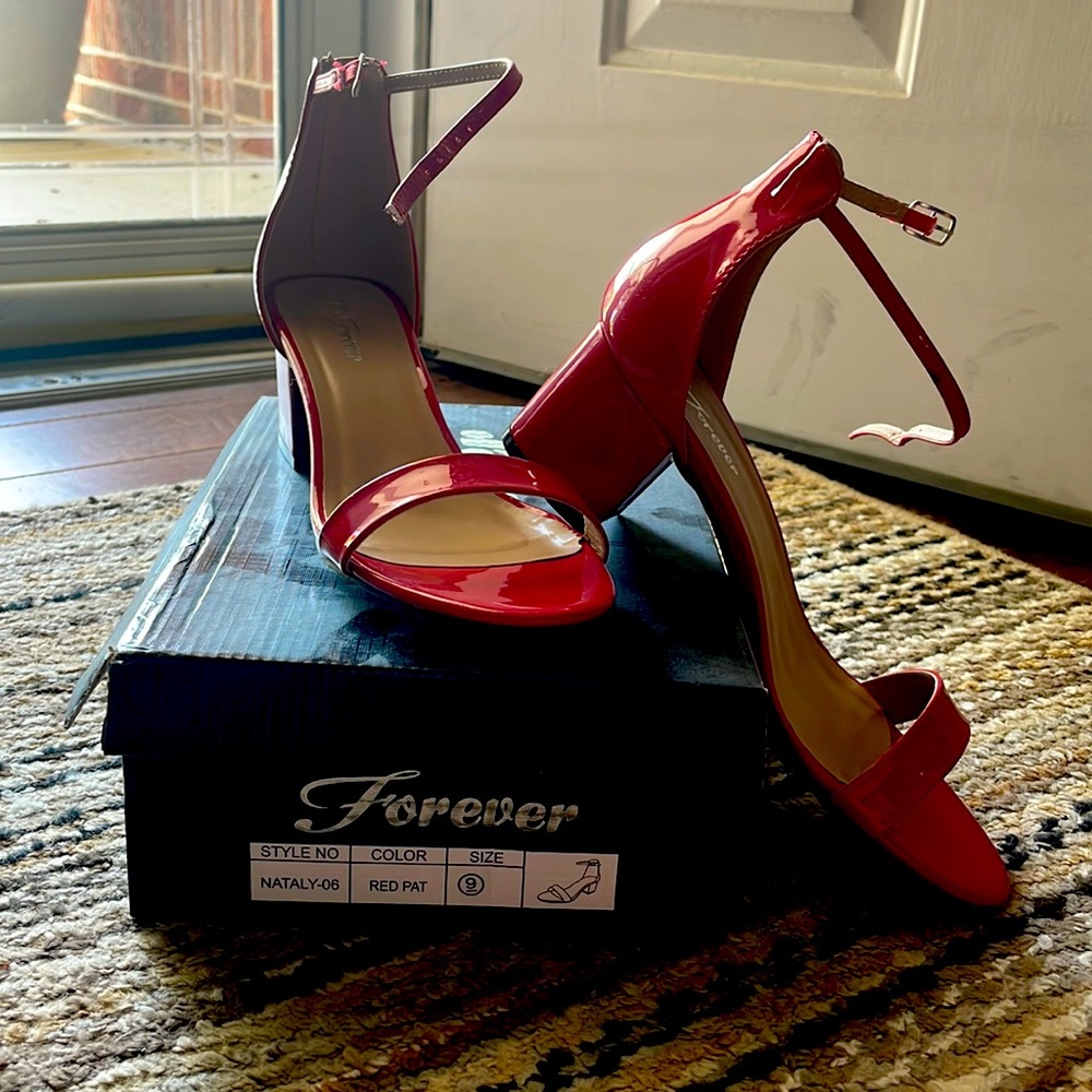 Bright Red 2-in heels. Size 9